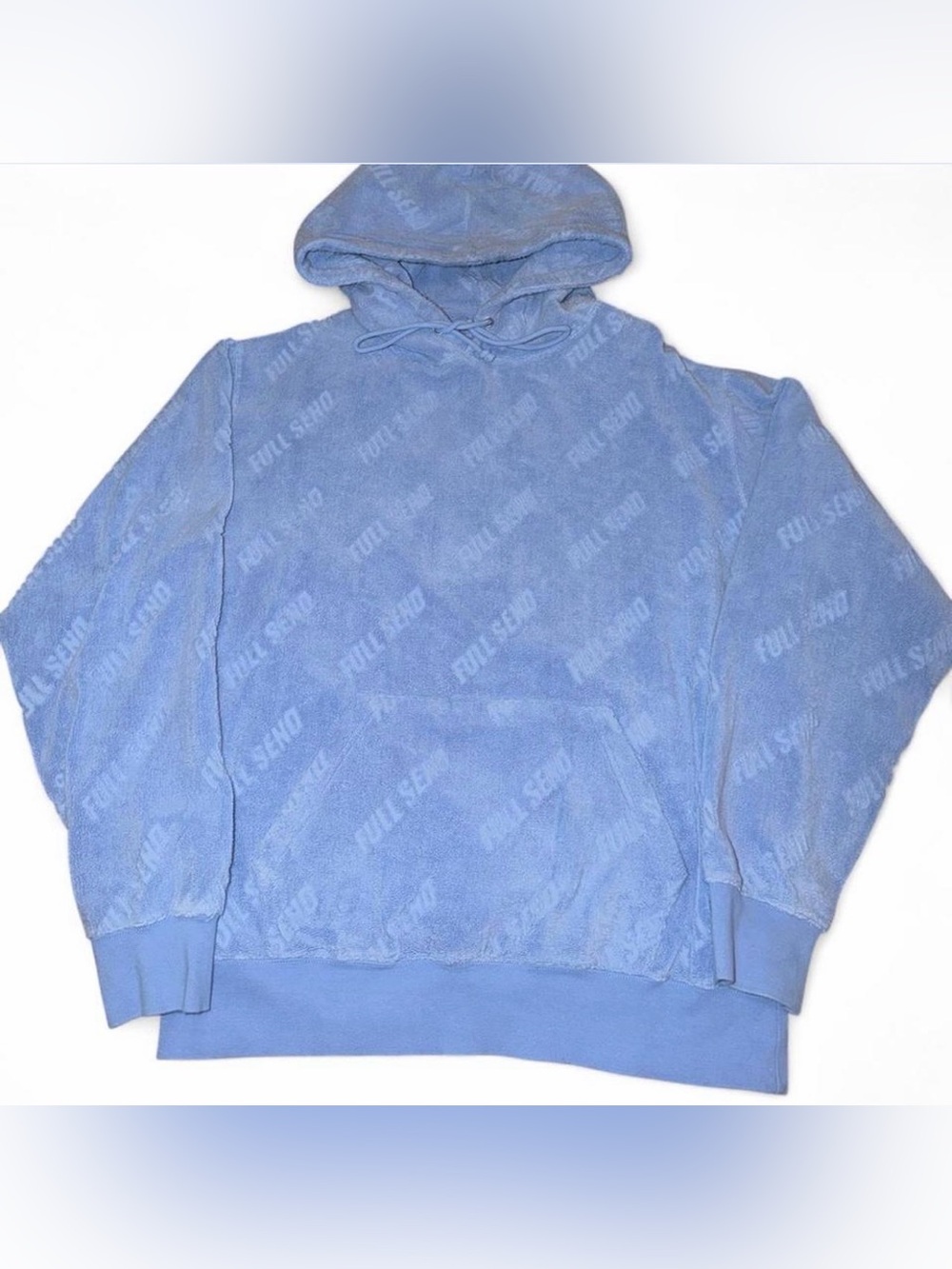 Full send  mens light Blue Plush Hooded Pullover size large